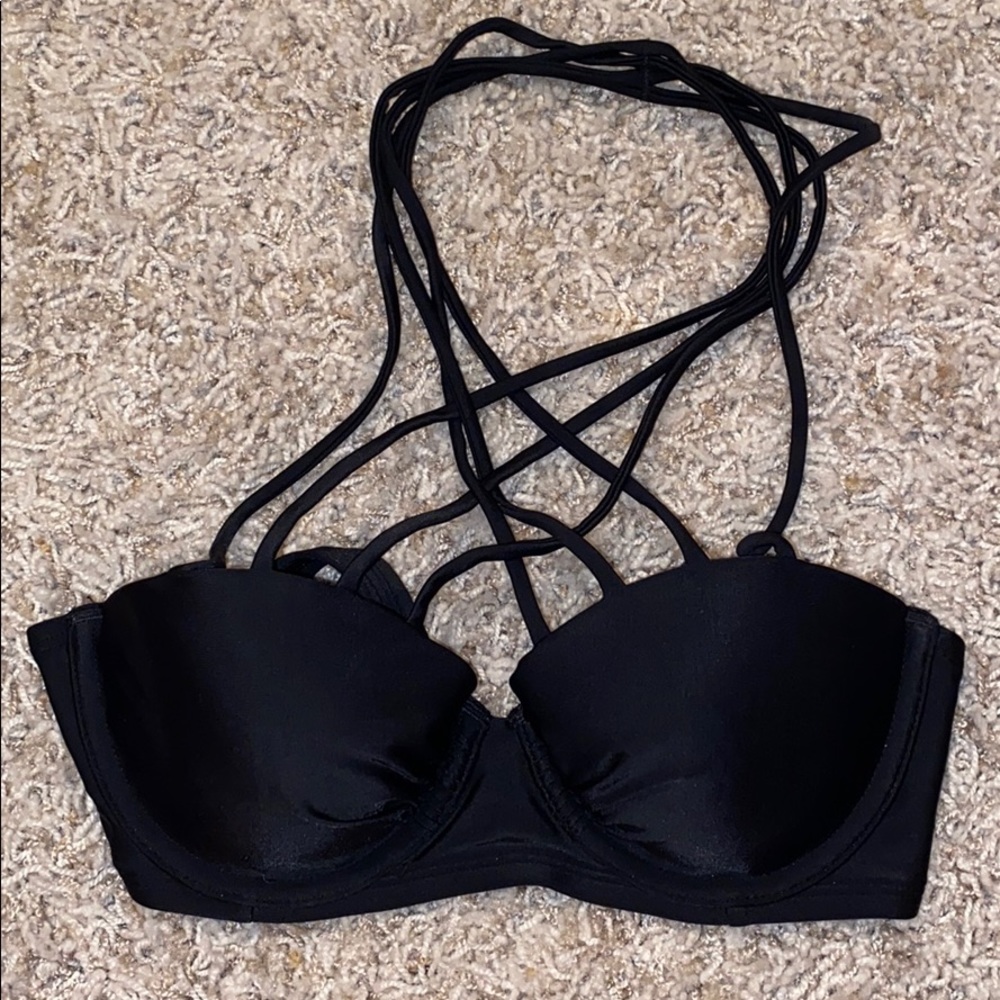 Aerie Black Criss Cross Swim Top